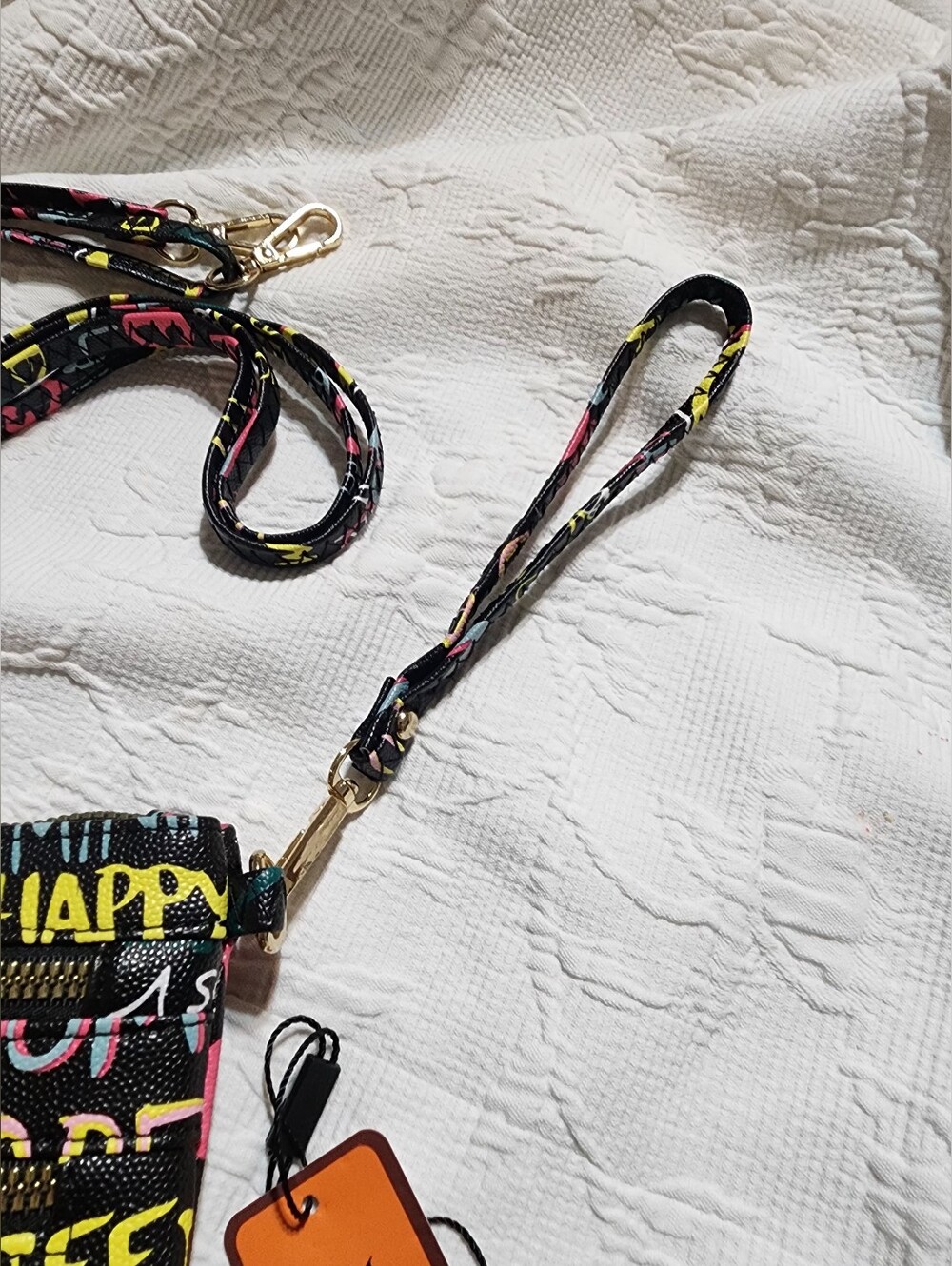 Alba Black & Multi Color Graffiti Bee Faux Leather Clutch Crossbody / Wristlet - Picture 7 of 8
